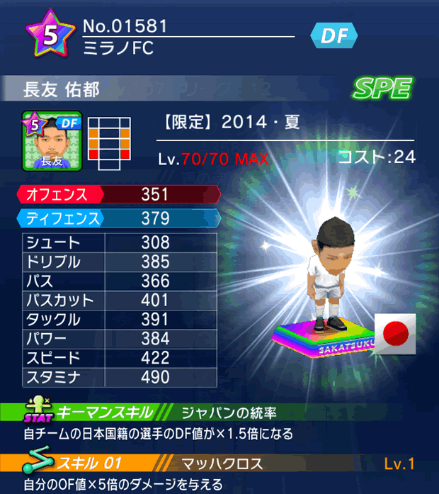 No.01581　長友佑都【14・夏】