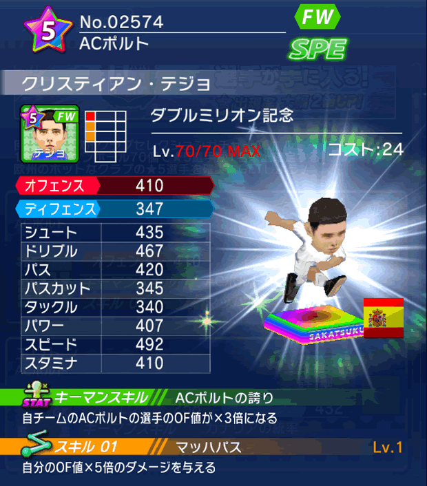 No.02574　クリスティアン・テジョ【Wミリオン】