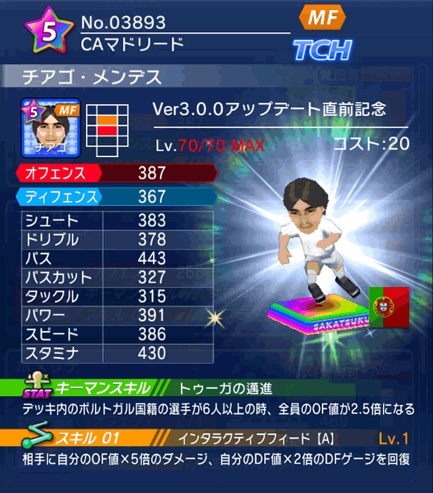 No.03893 チアゴ・メンデス【Ver3.0.0直前】