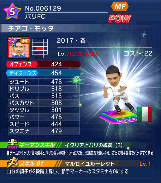 No.06129　チアゴ・モッタ【17・春】