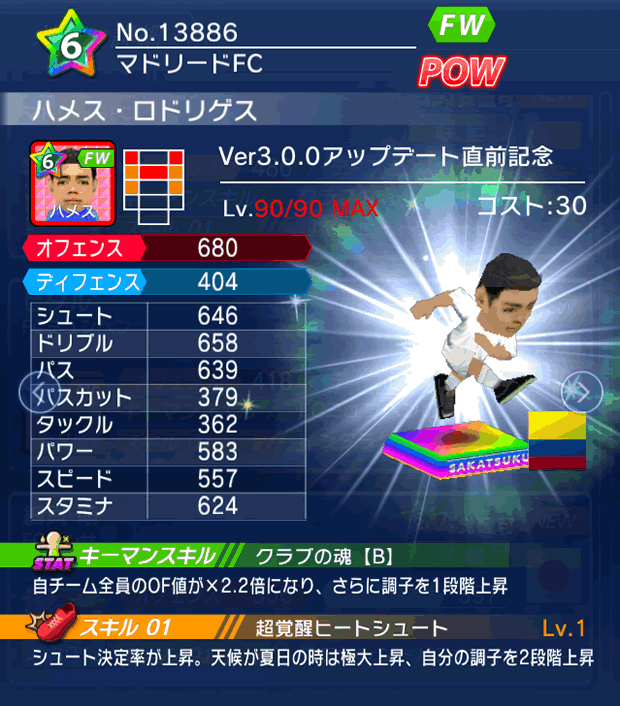 No.13886 ハメス・ロドリゲス【Ver3.0.0直前】