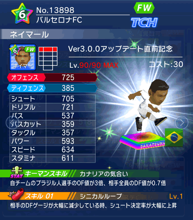 No.13898 ネイマール【Ver3.0.0直前】