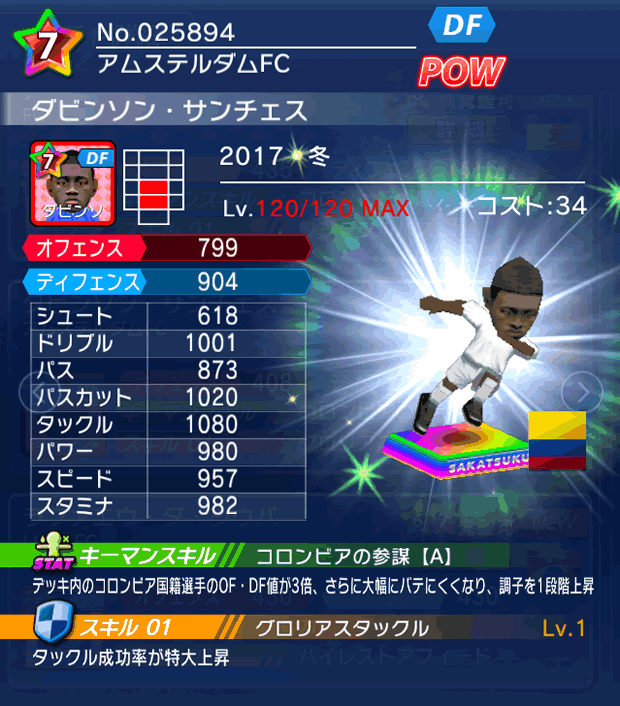 No.25894　ダビンソン・サンチェス【17・冬】