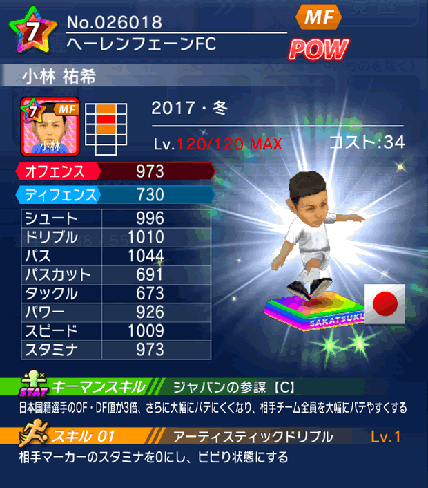 No.26018 小林祐希【17・冬】