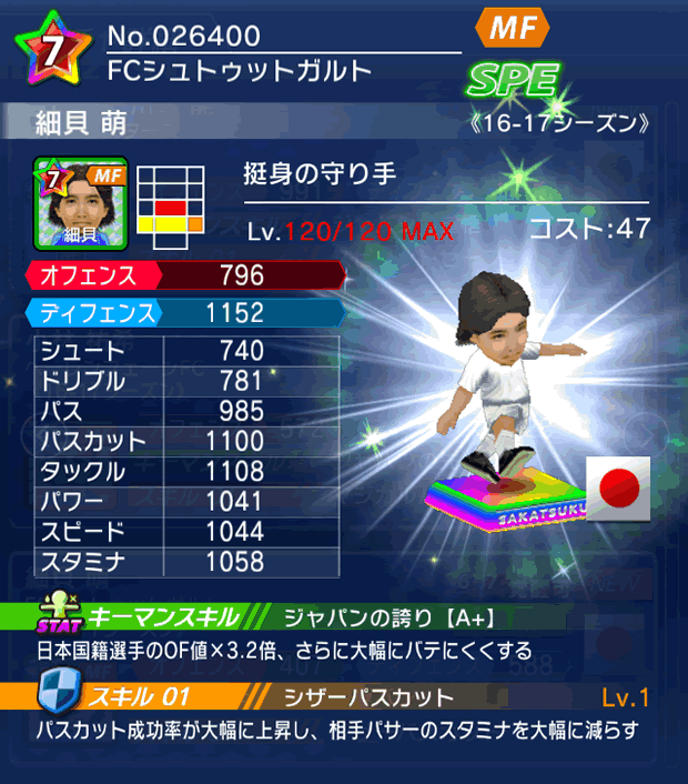 No.26400 細貝萌【16-17】